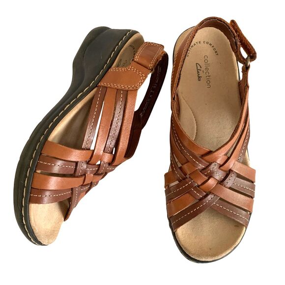 Clarks Shoes - Clarks Women Lexi Carmen Comfort Hook and Loop Leather Snadals SIze 6